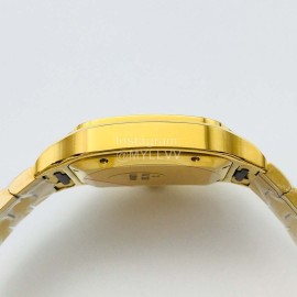 Cartier Bv Factory Square Dial Steel Strap Watch Gold
