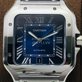 Cartier Bv Factory Navy Square Dial Steel Strap Watch
