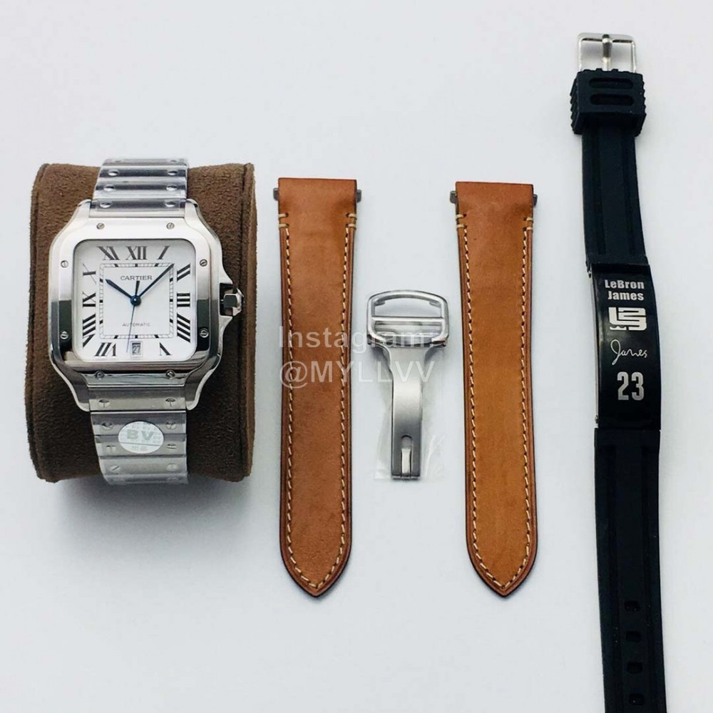 Cartier Bv Factory White Square Dial Steel Strap Watch