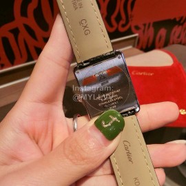 Cartier Tank Series 316l Refined Steel Leather Strap Watch Black