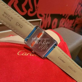 Cartier Tank Series 316l Refined Steel Leather Strap Watch Blue