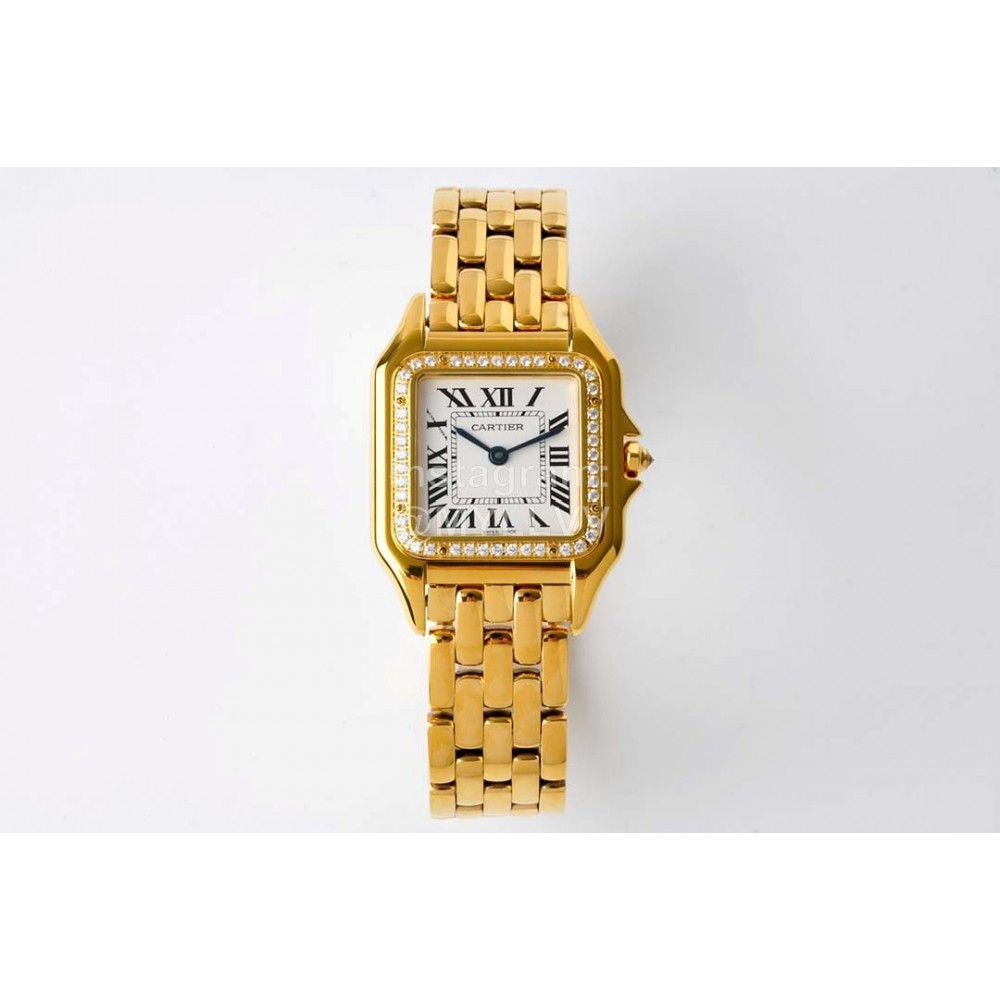 PanthèRe De Cartier Water Resistant Diamond Square Dial Watch Gold