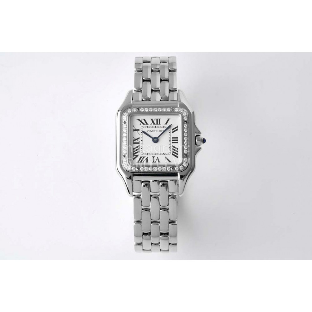 PanthèRe De Cartier Water Resistant Diamond Square Dial Watch Silver