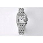 PanthèRe De Cartier Water Resistant Diamond Square Dial Watch Silver