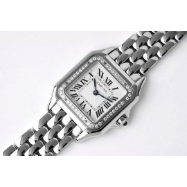 PanthèRe De Cartier Water Resistant Diamond Square Dial Watch Silver