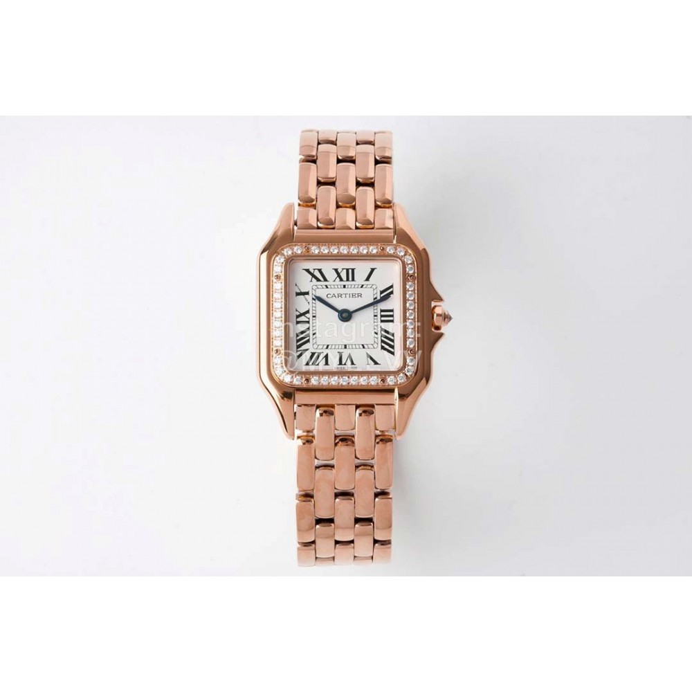 PanthèRe De Cartier Water Resistant Diamond Square Dial Watch Rose Gold