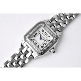 PanthèRe De Cartier Square Dial Diamond Water Resistant Watch Silver