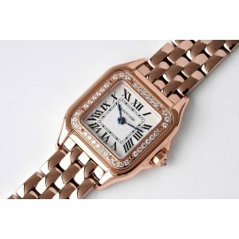 PanthèRe De Cartier Square Dial Diamond Water Resistant Watch Rose Gold