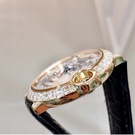 Cartier 316l Refined Steel Zircon Mosaic Watch For Women Black