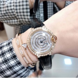 Cartier 316l Refined Steel Zircon Mosaic Watch For Women Black