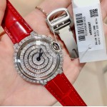 Cartier 316l Refined Steel Zircon Mosaic Watch For Women Red