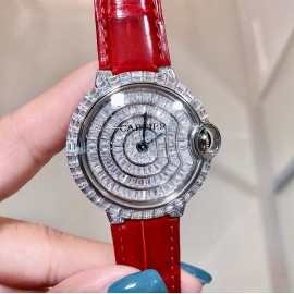 Cartier 316l Refined Steel Zircon Mosaic Watch For Women Red