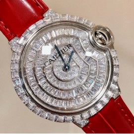 Cartier 316l Refined Steel Zircon Mosaic Watch For Women Red