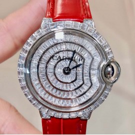 Cartier 316l Refined Steel Zircon Mosaic Watch For Women Red