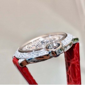 Cartier 316l Refined Steel Zircon Mosaic Watch For Women Red