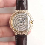 Cartier 316l Refined Steel Zircon Mosaic Watch For Women Coffee