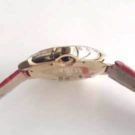 Cartier 316l Refined Steel Zircon Mosaic Watch Red For Women