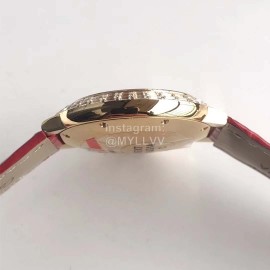 Cartier 316l Refined Steel Zircon Mosaic Watch Red For Women