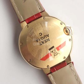 Cartier 316l Refined Steel Zircon Mosaic Watch Red For Women