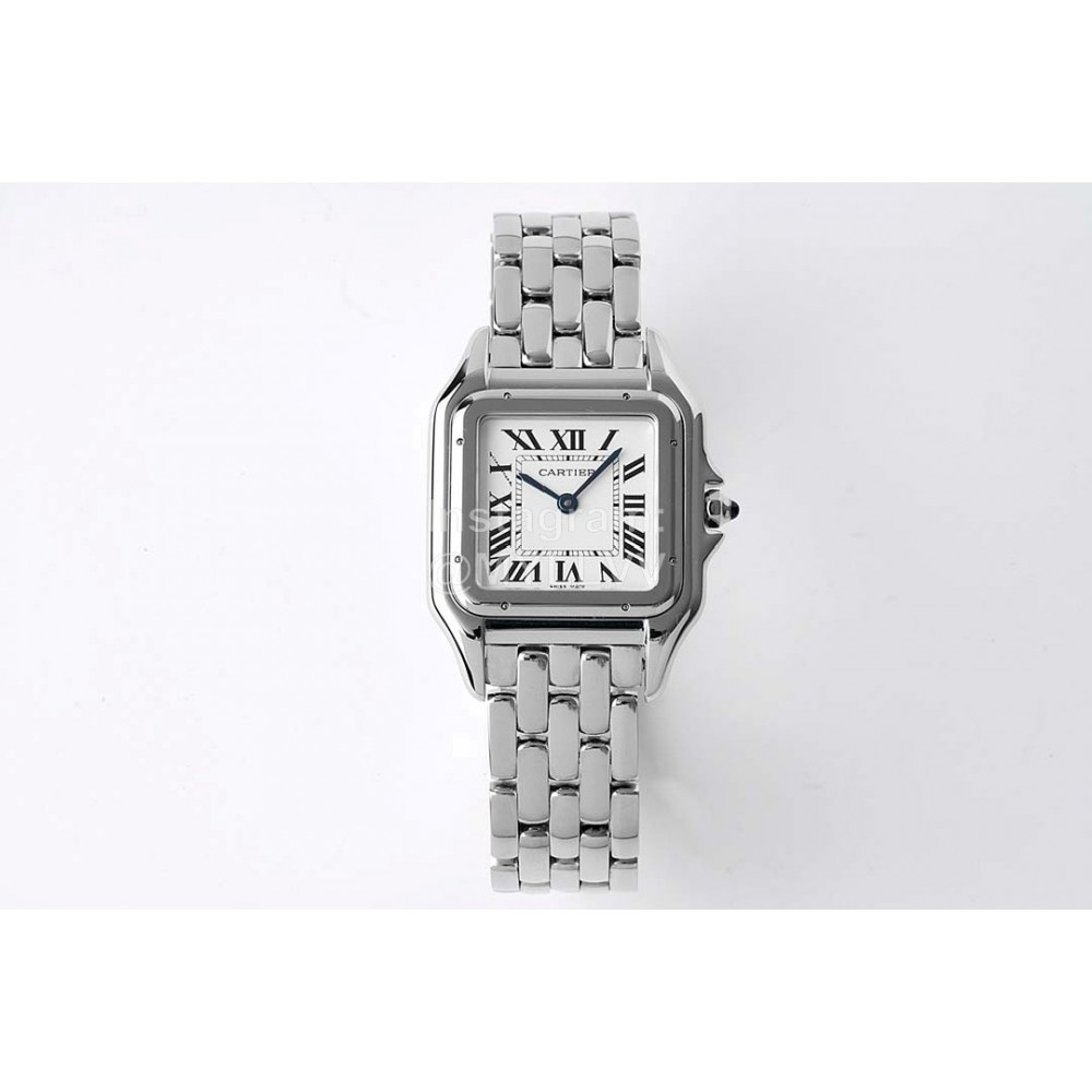 PanthèRe De Cartier Medium Square Dial Steel Strap Watch Silver