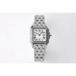PanthèRe De Cartier Medium Square Dial Steel Strap Watch Silver