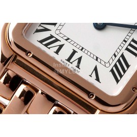 PanthèRe De Cartier Medium Square Dial Steel Strap Watch Rose Gold