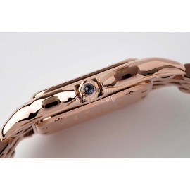 PanthèRe De Cartier Medium Square Dial Steel Strap Watch Rose Gold