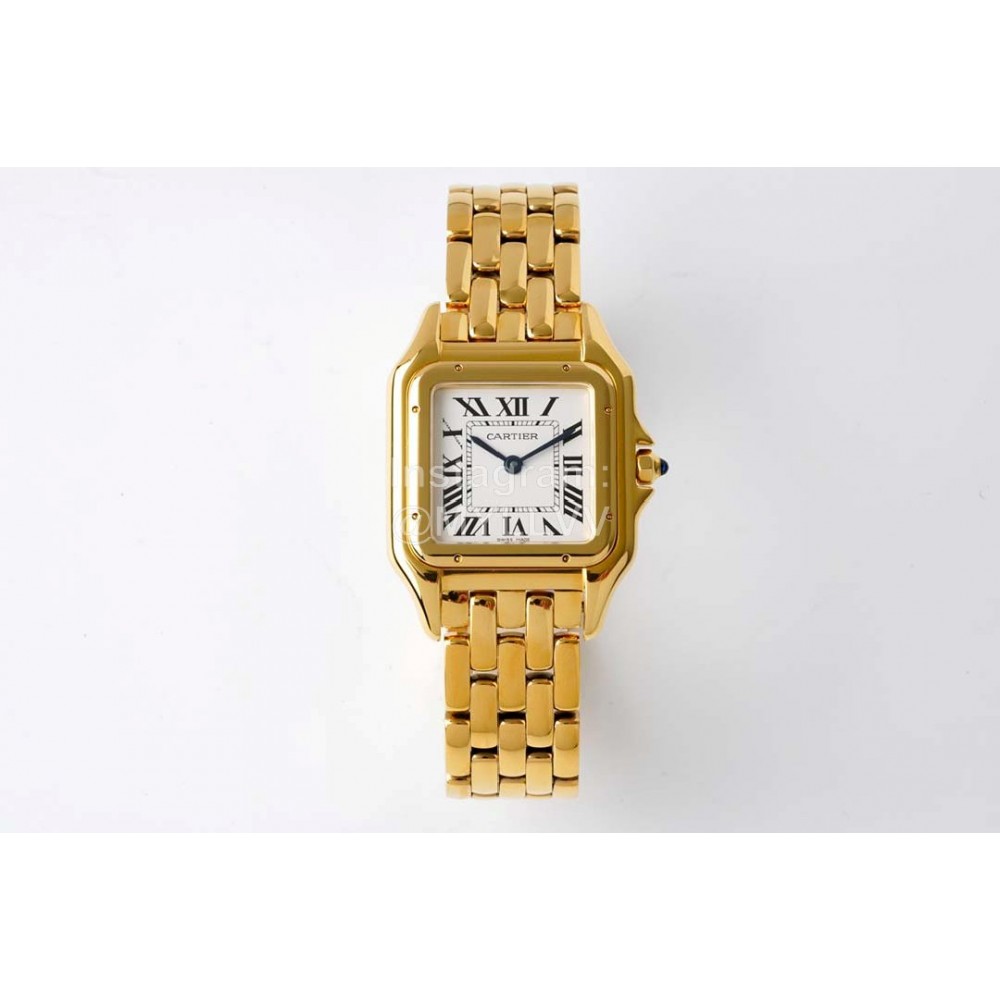 PanthèRe De Cartier Medium Square Dial Steel Strap Watch Gold