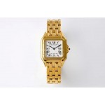 PanthèRe De Cartier Medium Square Dial Steel Strap Watch Gold