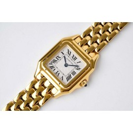 PanthèRe De Cartier Medium Square Dial Steel Strap Watch Gold