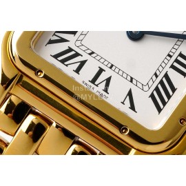PanthèRe De Cartier Medium Square Dial Steel Strap Watch Gold