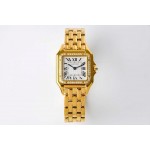 PanthèRe De Cartier Medium Square Dial Diamond Steel Strap Watch Gold