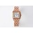 PanthèRe De Cartier Medium Square Dial Diamond Steel Strap Watch Rose Gold