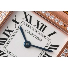 PanthèRe De Cartier Medium Square Dial Diamond Steel Strap Watch Rose Gold