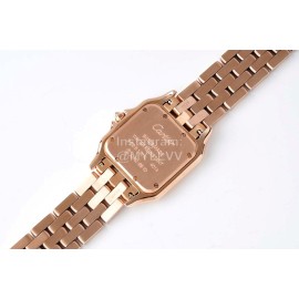 PanthèRe De Cartier Medium Square Dial Diamond Steel Strap Watch Rose Gold