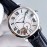 Drive De Cartier Roman Numerals Leather Strap Watch Silver