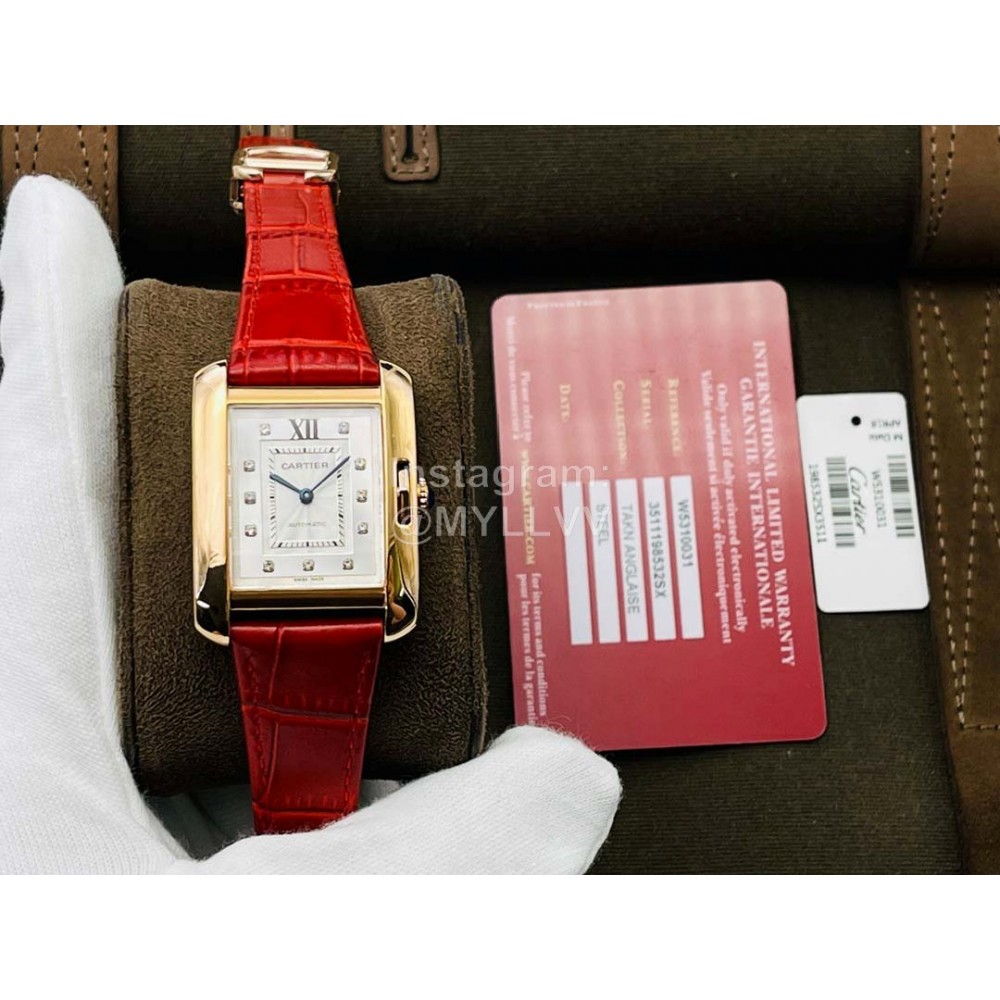 Cartier Eg Factory 904l Refined Steel Square Dial Watch Red