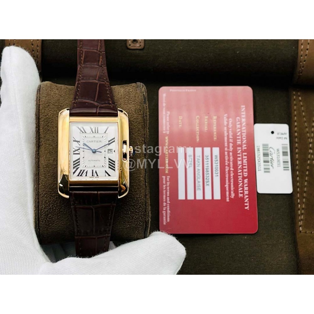 Cartier Eg Factory 904l Refined Steel Square Dial Watch Brown
