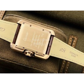 Cartier Eg Factory 904l Refined Steel Square Dial Watch Brown