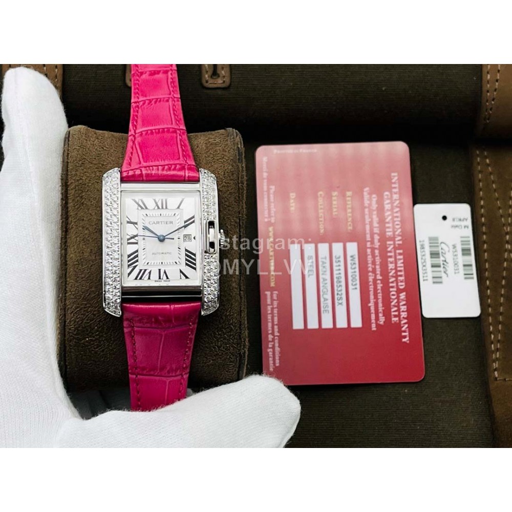 Cartier Eg Factory 904l Refined Steel Square Dial Watch Rose Red
