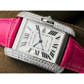 Cartier Eg Factory 904l Refined Steel Square Dial Watch Rose Red
