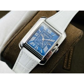Cartier Eg Factory 904l Refined Steel Square Dial White Strap Watch