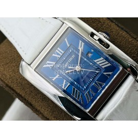 Cartier Eg Factory 904l Refined Steel Square Dial White Strap Watch