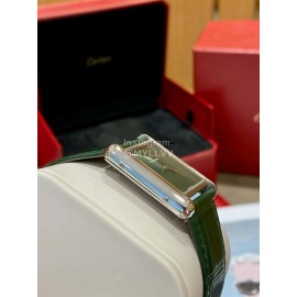 Cartier Tank Must Square Dial Leather Strap Watch Green