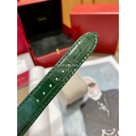 Cartier Tank Must Square Dial Leather Strap Watch Green