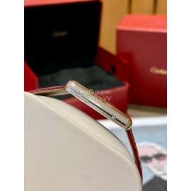 Cartier Tank Must Square Dial Leather Strap Watch Reddish Brown