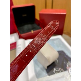 Cartier Tank Must Square Dial Leather Strap Watch Reddish Brown