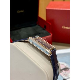 Cartier Tank Must Square Dial Leather Strap Watch Blue