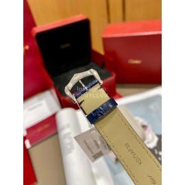 Cartier Tank Must Square Dial Leather Strap Watch Blue