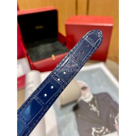 Cartier Tank Must Square Dial Leather Strap Watch Blue